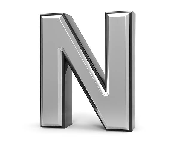 istock 3D Isolated Metal Metallic N Letter Alphabet Logo Illustration. 636259432