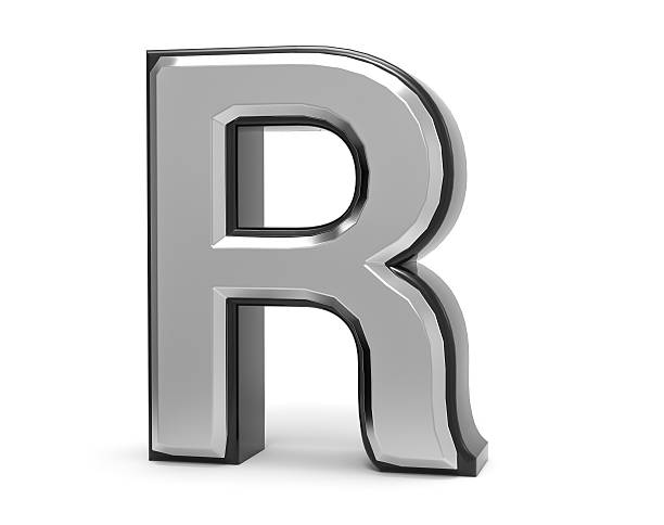 istock 3D Isolated Metal Metallic R Letter Alphabet Logo Illustration. 636259514