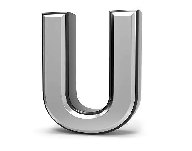 istock 3D Isolated Metal Metallic U Letter Alphabet Logo Illustration. 636259574