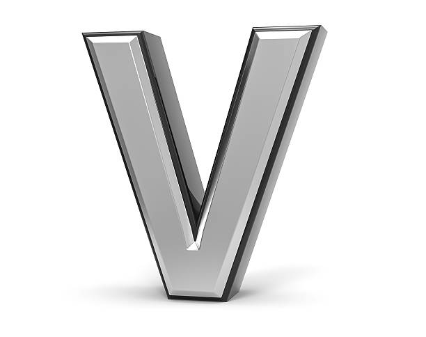istock 3D Isolated Metal Metallic V Letter Alphabet Logo Illustration. 636259592