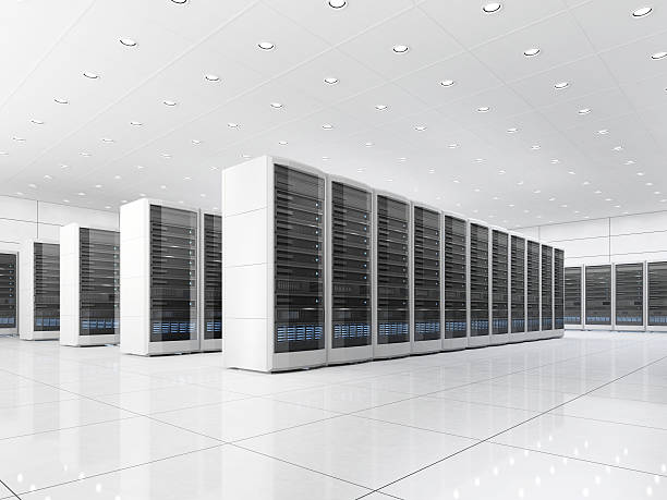 sala server nel datacenter - network server tower rack computer foto e immagini stock