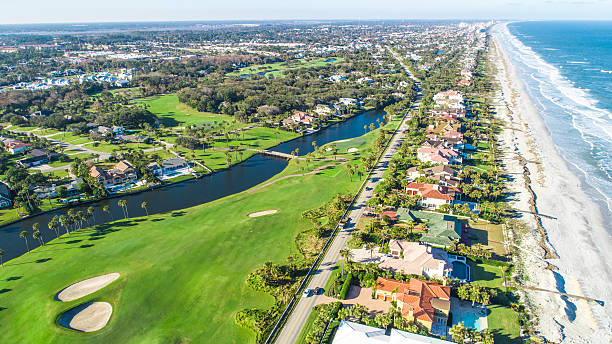 Aerial View of Ponte Vedra Beach, Jacksonville A gorgeous aerial view of Ponte Vedra Beach in Jacksonville, Florida gulf coast states stock pictures, royalty-free photos & images