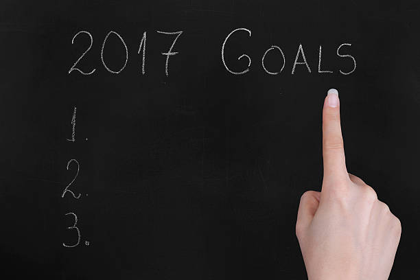 istock Empty numbered blackboard list for business goals for 2017 636264840