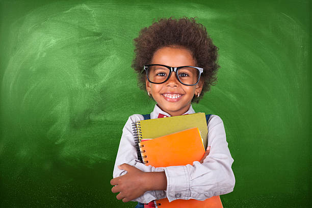 Little student girl child, student, chalkboard, notebook, school back to school photos stock pictures, royalty-free photos & images