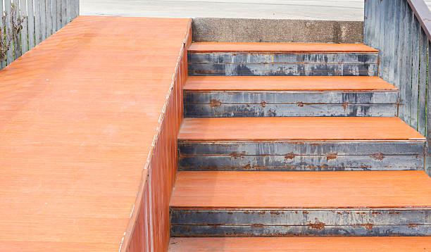 istock Ramped access, wheelchair ramp using for disabled people. 636269700