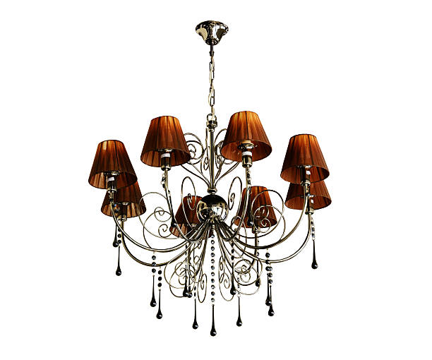 istock Ceiling light. Vintage chandelier. Isolated, white background. 636275028