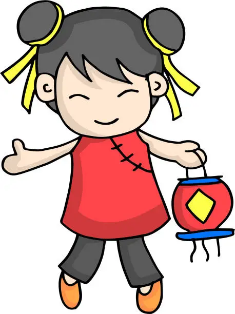 Vector illustration of Cute character for Chinese theme