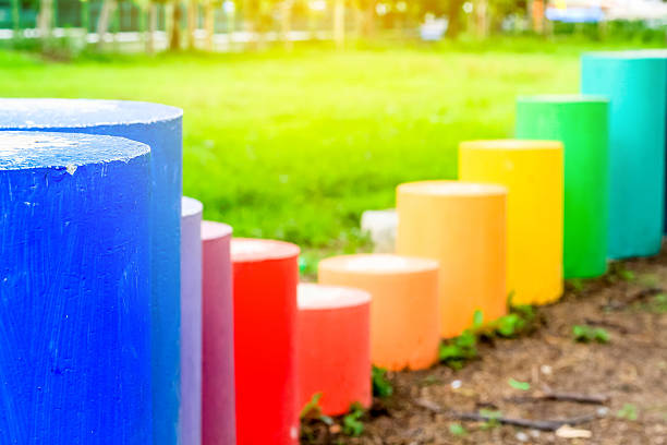 colorful cylinder shape on the kid playground