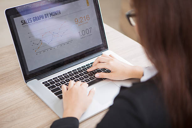 istock Cropped View of Business Lady Working on Laptop 636279630