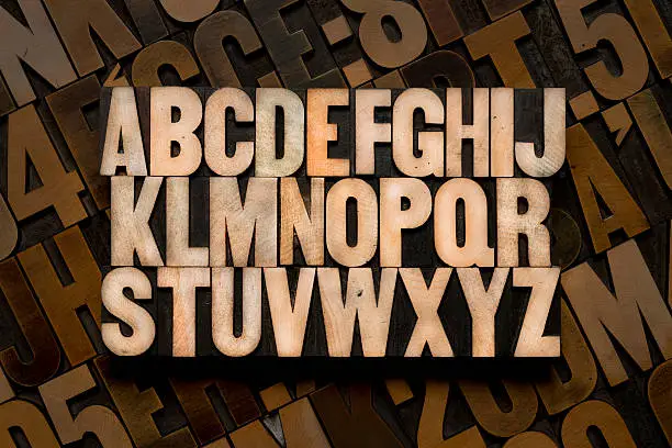 English alphabet in wood type 