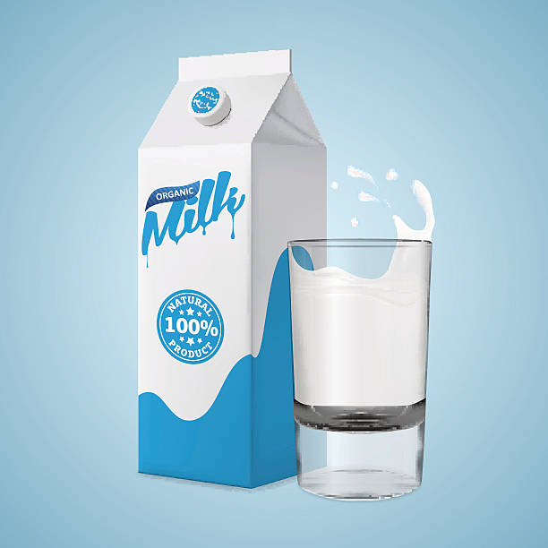 istock Glass of milk with packaging carton vector realistic illustration. 636283856