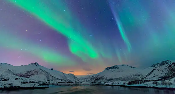 Photo of Northern Lights over the Lofoten Islands in Norway
