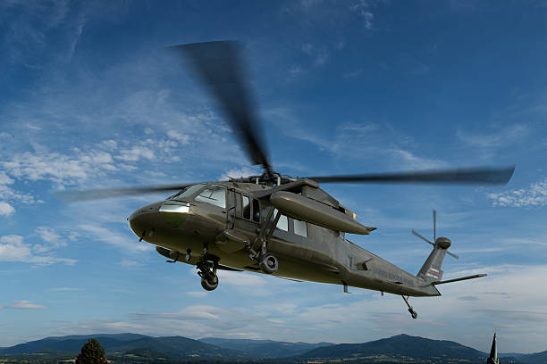 istock Military helicopter UH-60 Black Hawk realistic 3d render 636290250