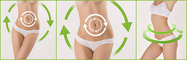 istock Women belly with the drawing arrows 636295138