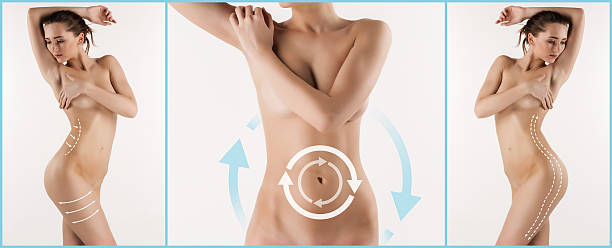istock Women belly with the drawing arrows 636295190