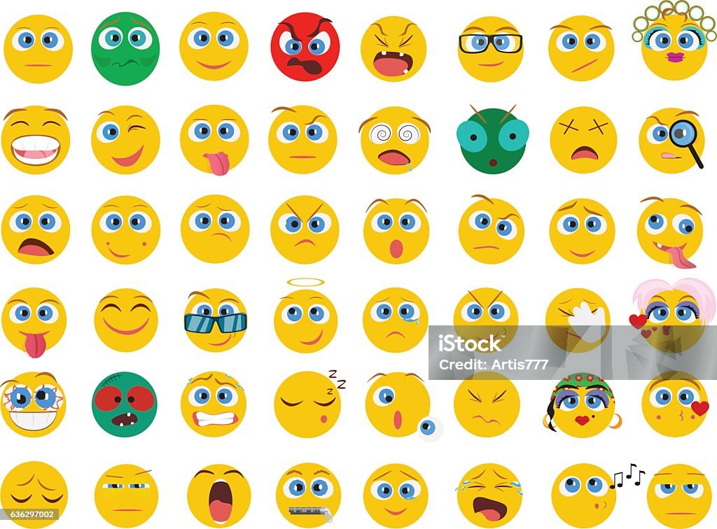 Mega big collection set of flat Emoji face emotion icons Mega big collection set of flat Emoji face emotion icons isolated Adult stock vector