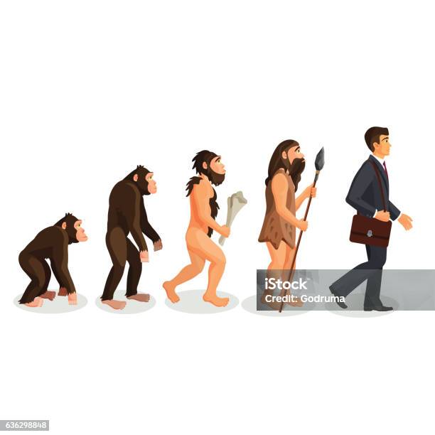 Ilustración de Del Simio Al Hombre De Pie Proceso Aislado Evolución Humana y más Vectores Libres de Derechos de Evolución