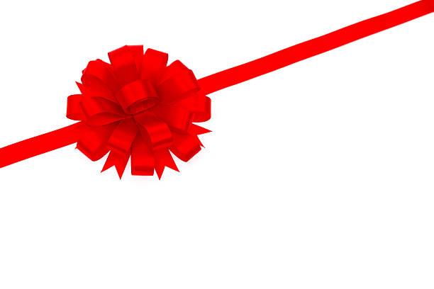 istock Red ribbon decoration on white background 636299912