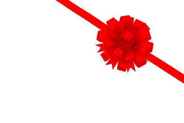 istock Red ribbon decoration on white background 636299950