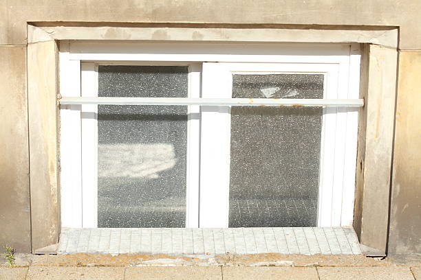 Basement windows stock photo
