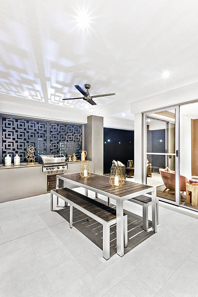 istock Room with a dining area and tile floor 636304504