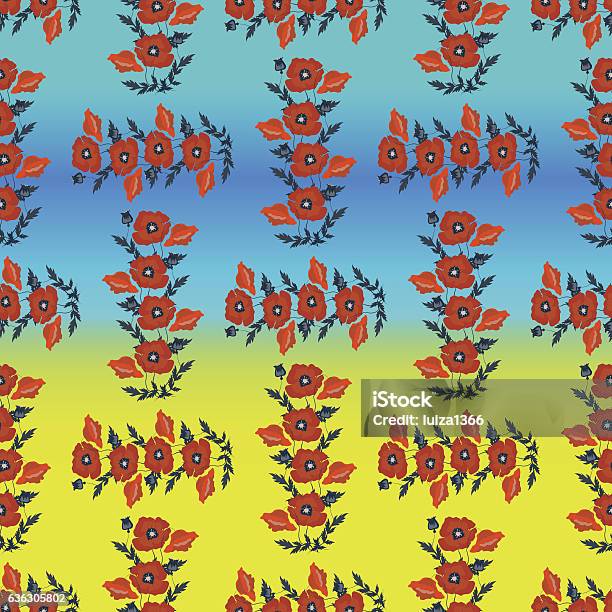 Poppy Pattern Geometric Poppy Seamless Pattern Stock Illustration - Download Image Now ...