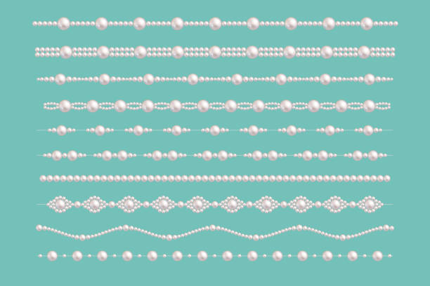 ilustraciones, imágenes clip art, dibujos animados e iconos de stock de fronteras del glamour de la perla - collar de perlas joyas