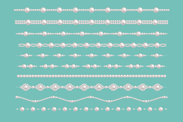 真珠の魅力の国境 - pearl jewelry wedding necklace点のイラスト素材／クリップアート素材／マンガ素材／アイコン素材