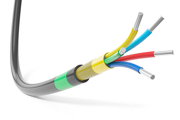 Multicore electric cable Multicore electric cable isolated on white background 3d short weave hairstyles stock pictures, royalty-free photos & images