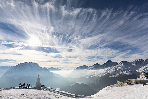 sankt moritz view, canton des grisons, switzerland. - st moritz mountain nature water photos et images de collection