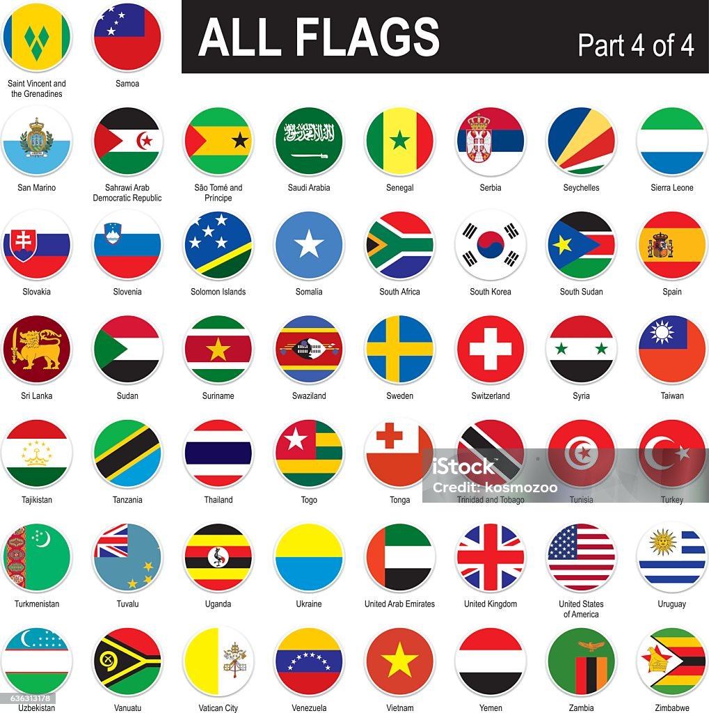 All World Flags All round World Flags with country names (part4) Flag stock vector