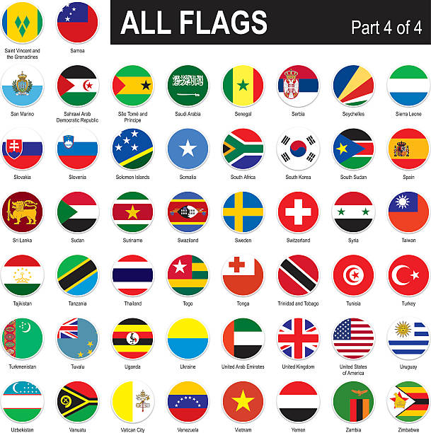 All World Flags All round World Flags with country names (part4) tunisia stock illustrations