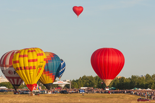 Minsk-Belarus, July 18, 2015: A lot of Air-Balloons Participating in International Aerostatics Cup Called 70 Years of Peaceful Sky Held in Minsk on July 18, 2015 in Minsk, Republic of Belarus
