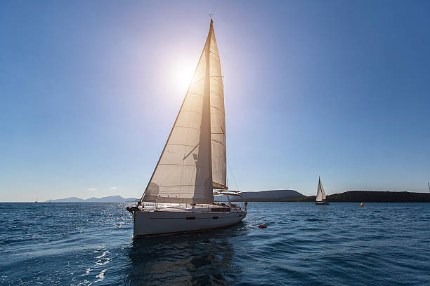 istock Sailing in the wind through the waves at Aegean Sea 636316578