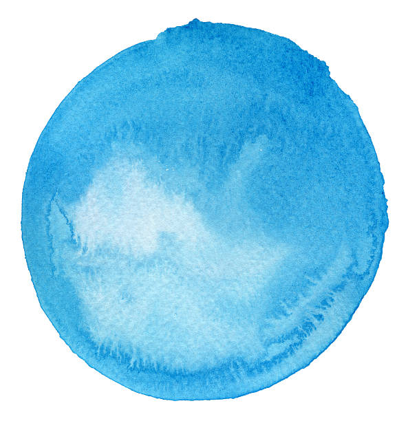 Watercolor Turquoise Circle (Clipping Path) stock photo