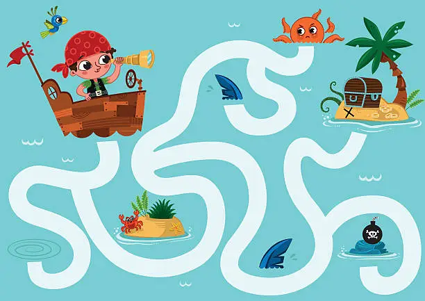 Vector illustration of Vector cartoon maze for children