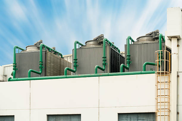 istock Cooling tower on the roof floor, Cooling system. 636320364