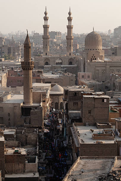 istock Overpopulated dusty Old Cairo street view 636322232