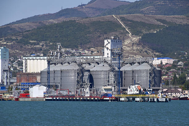 istock Portside Plant for storage, drying and handling of grain 636324562