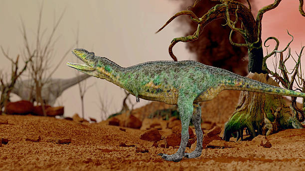 istock Dinosaur. Prehistoric Jungle, landscape, valley with Dinosaurs. 3d rendering 636328232