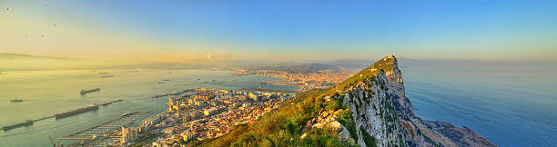 The Rock of Gibraltar, a British overseas territory Panorama of the Rock of Gibraltar, a British overseas territory gibraltar photos stock pictures, royalty-free photos & images
