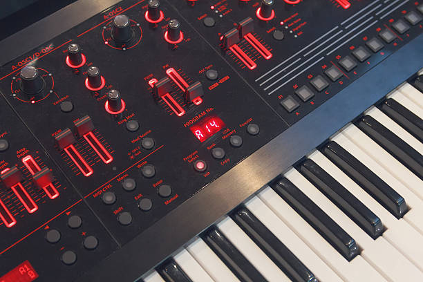 istock Keys electronic synthesizer close up. Musical instruments 636333032