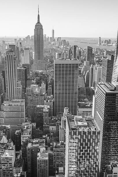 istock New York City, Manhattan downtown skyline, black and white 636333720