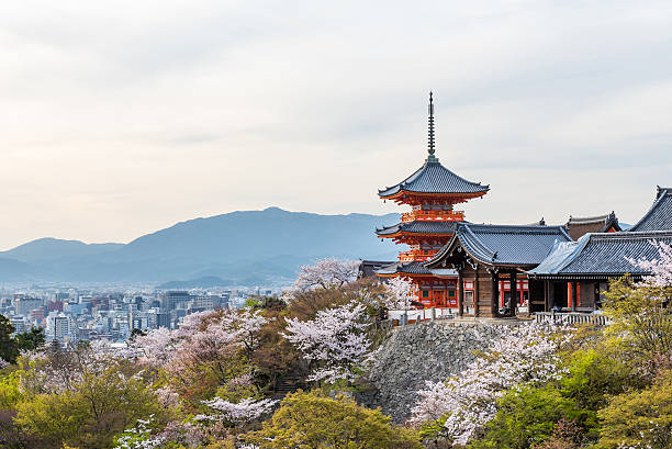 tempio di kiyomizu dera in primavera - città di kyoto foto e immagini stock