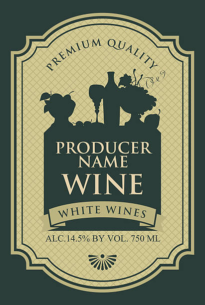 ilustrações de stock, clip art, desenhos animados e ícones de wine label with the silhouette of a still life - silhouette wine retro revival wine bottle