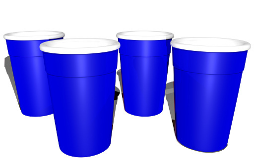 Illustrative image of plastic beverage cups with blue colors