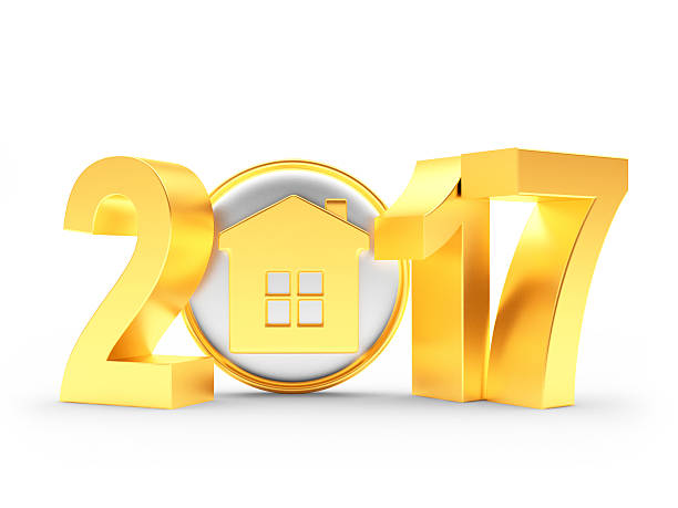 istock New Year golden numbers and house 636336148