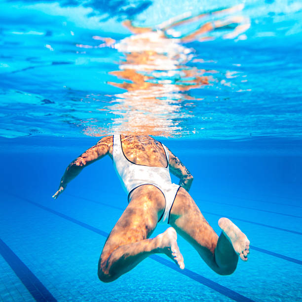 istock Female swimmer in the pool. Underwater shot 636336206
