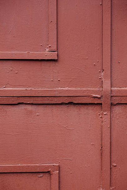 istock fragment of an old red iron door, the Soviet Russian 636336870