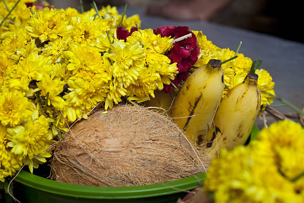 kwiat i owoce w indyjskiej świątyni - thai cuisine thai culture food orchid zdjęcia i obrazy z banku zdjęć